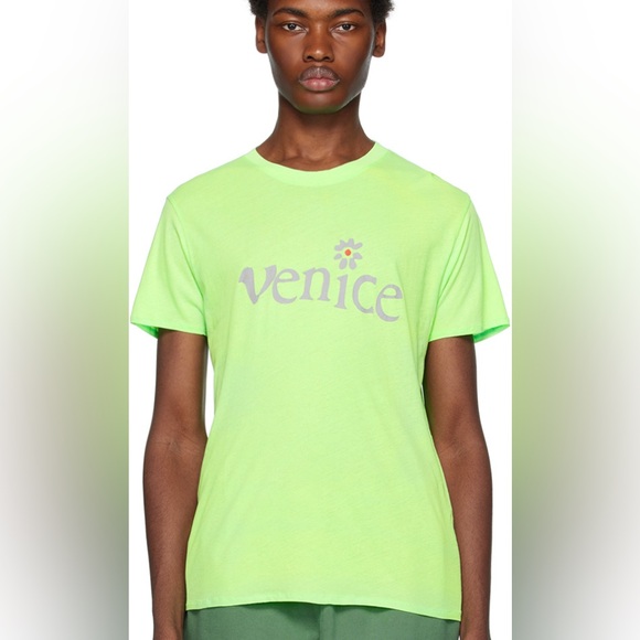 NWT Erl Venice Green Tee Shirt Be Nice Print Unisex Signature Design Brand New - Picture 1 of 15